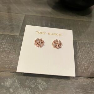 Tory Burch Floral Rose Gold Stud Earrings